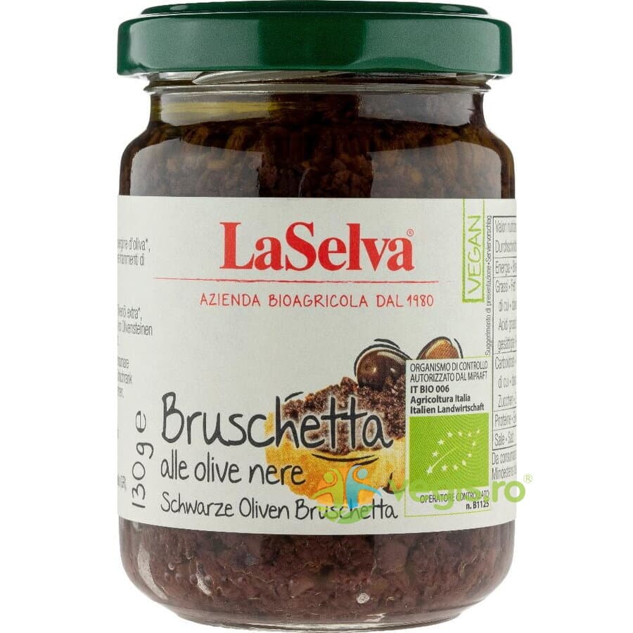 Pasta Bruschetta cu Masline Negre Ecologica/Bio 130g - LASELVA